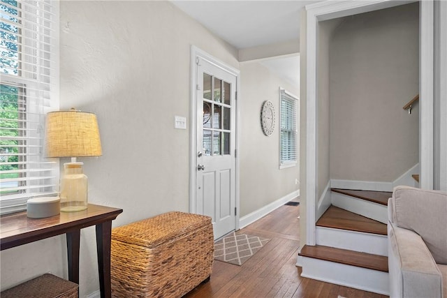 727 Vermont Ave, Mt Lebanon, PA 15234 - entryway with stairs, plenty of natural light, and hardwood / wood-style floors