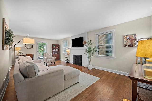 727 Vermont Ave, Mt Lebanon, PA 15234 - living room featuring hardwood / wood-style floors and a fireplace