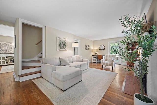 727 Vermont Ave, Mt Lebanon, PA 15234 - living room with stairs and dark wood finished floors