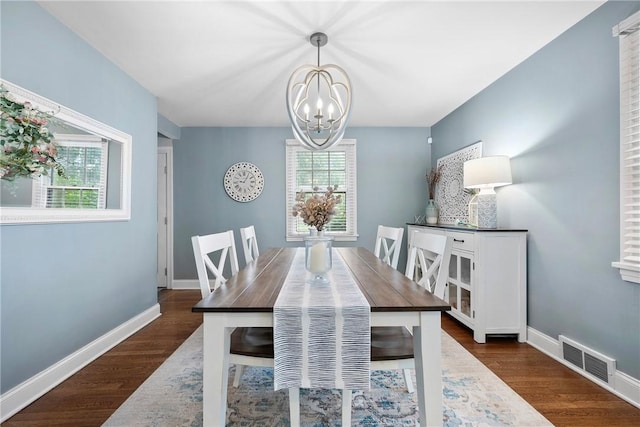 727 Vermont Ave, Mt Lebanon, PA 15234 - dining room featuring a chandelier and dark wood finished floors