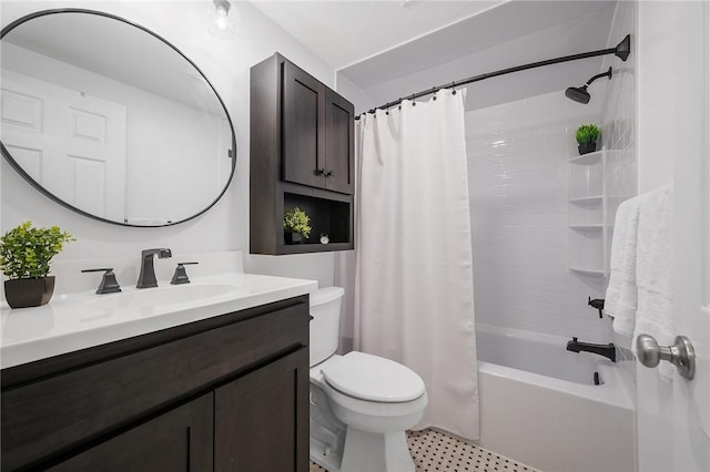 727 Vermont Ave, Mt Lebanon, PA 15234 - bathroom featuring vanity, shower / bath combination with curtain, and tile patterned flooring