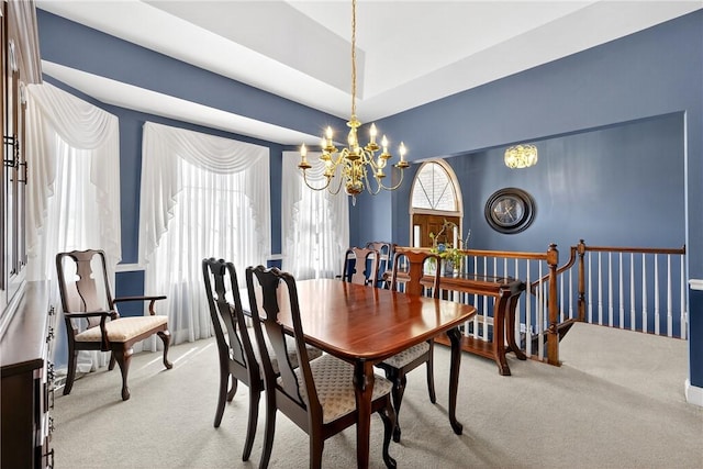 260 Arrowhead Ln, Nottingham, PA 15330 - carpeted dining area with a chandelier