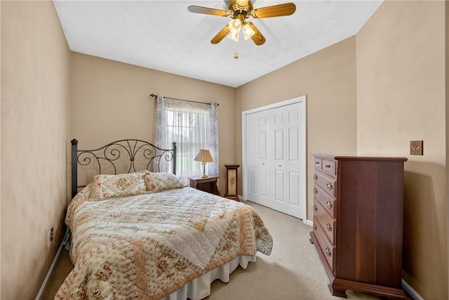 260 Arrowhead Ln, Nottingham, PA 15330 - bedroom featuring light colored carpet, a closet, and ceiling fan