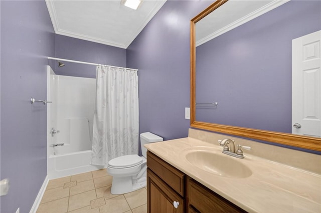 260 Arrowhead Ln, Nottingham, PA 15330 - bathroom with crown molding, vanity, tile patterned floors, and shower / bath combo
