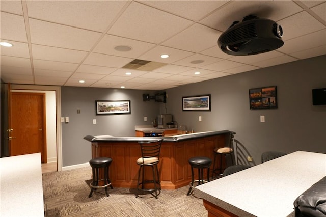 434 Bocktown Cork Rd, Independence Bea, PA 15026 - indoor wet bar with light carpet, a drop ceiling, and recessed lighting