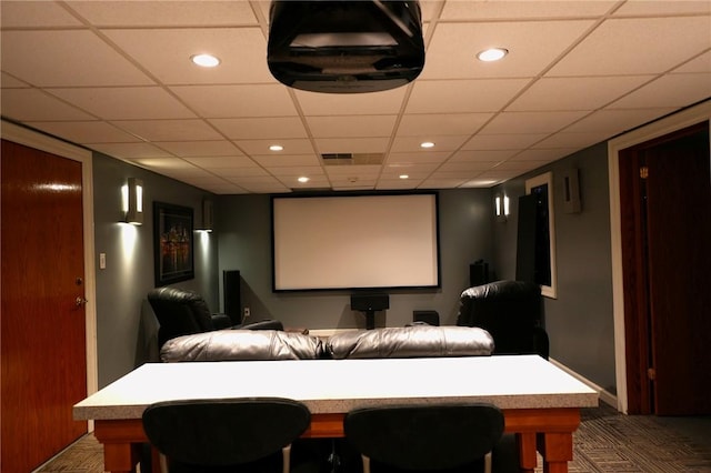 434 Bocktown Cork Rd, Independence Bea, PA 15026 - cinema with a drop ceiling, dark carpet, and recessed lighting