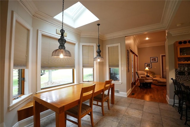 434 Bocktown Cork Rd, Independence Bea, PA 15026 - dining room with a skylight and crown molding