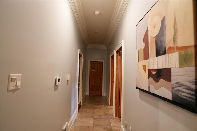 434 Bocktown Cork Rd, Independence Bea, PA 15026 - hall with crown molding and stone tile flooring