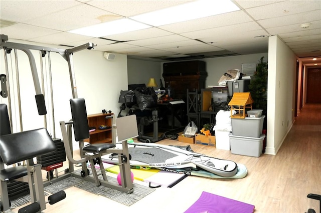 434 Bocktown Cork Rd, Independence Bea, PA 15026 - workout room featuring wood finished floors and a drop ceiling