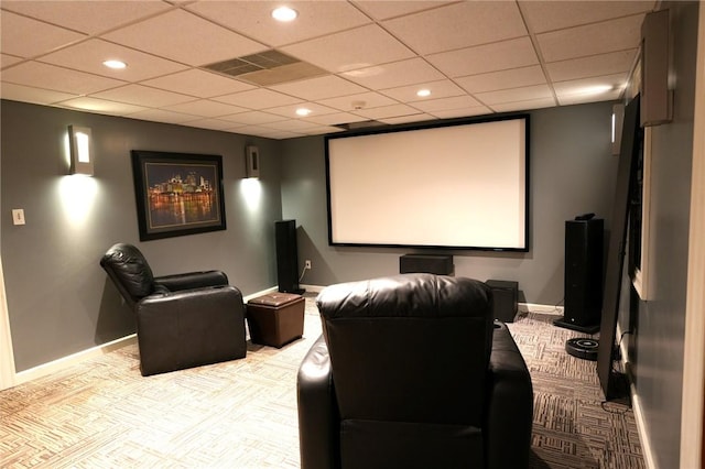 434 Bocktown Cork Rd, Independence Bea, PA 15026 - home theater room with carpet, a drop ceiling, and recessed lighting