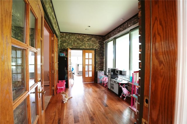 434 Bocktown Cork Rd, Independence Bea, PA 15026 - home office featuring french doors, wood finished floors, and wallpapered walls