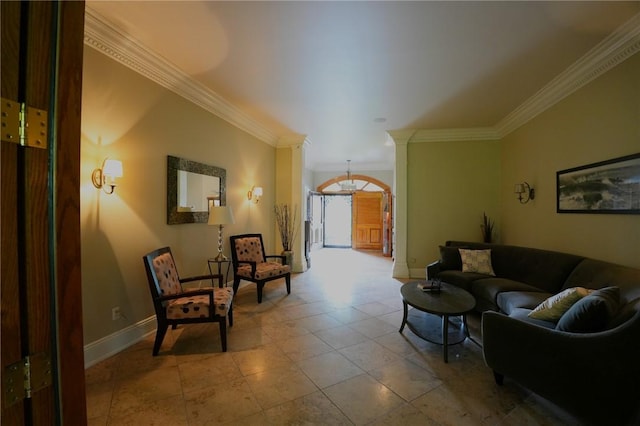 434 Bocktown Cork Rd, Independence Bea, PA 15026 - living area with ornamental molding and tile patterned floors
