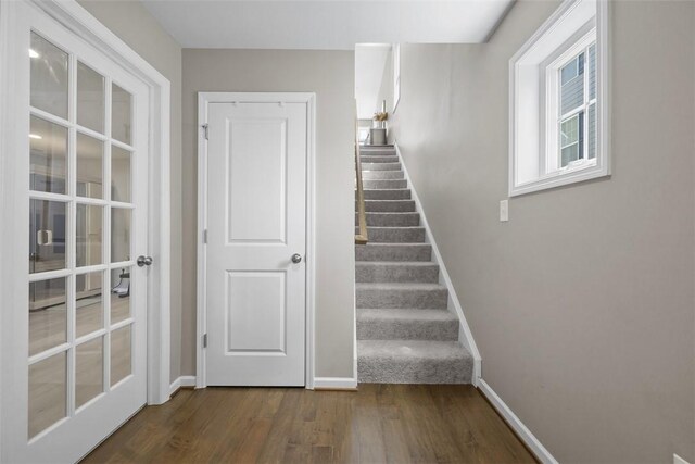 2123 Westcott Ln, South Fayette, PA 15017 - stairs featuring wood finished floors and baseboards