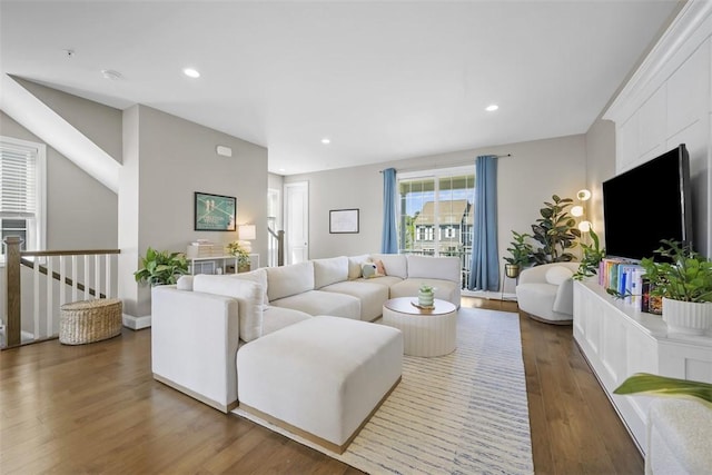 2123 Westcott Ln, South Fayette, PA 15017 - living room featuring wood finished floors and recessed lighting