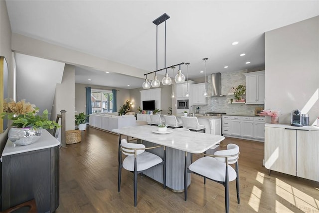 2123 Westcott Ln, South Fayette, PA 15017 - dining area with dark wood-style floors and recessed lighting