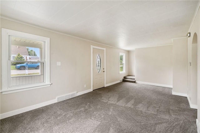 1029 Nimick Ave, Monaca, PA 15061 - foyer featuring dark carpet and crown molding