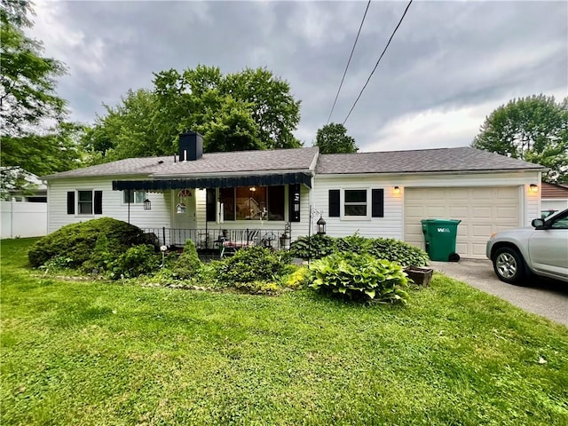 331 Crestwood Dr, Union Twp Law, PA 16101 - rear view of house featuring an attached garage, driveway, a chimney, and a porch