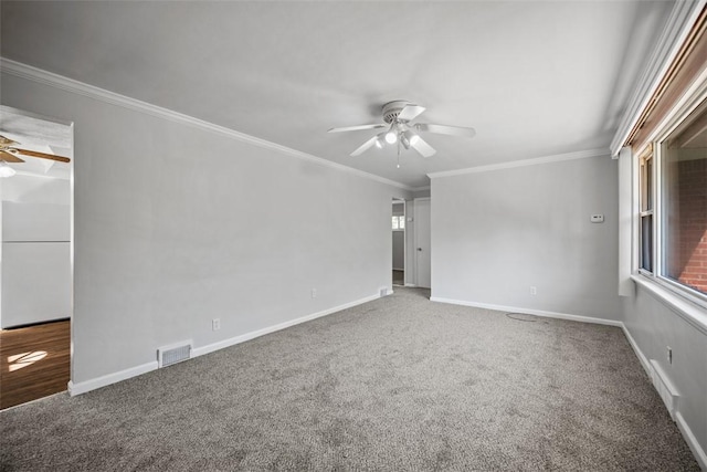 11256 Azalea Dr, Penn Hills, PA 15235 - carpeted empty room with ceiling fan and ornamental molding