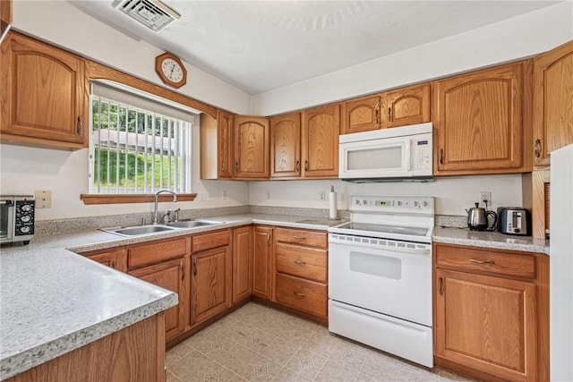1480 Spring Crest Cir, Derry Twp, PA 15650 - kitchen featuring white appliances and brown cabinets