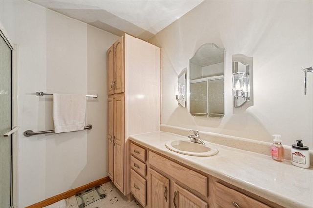 1480 Spring Crest Cir, Derry Twp, PA 15650 - bathroom with vanity and a shower with shower door
