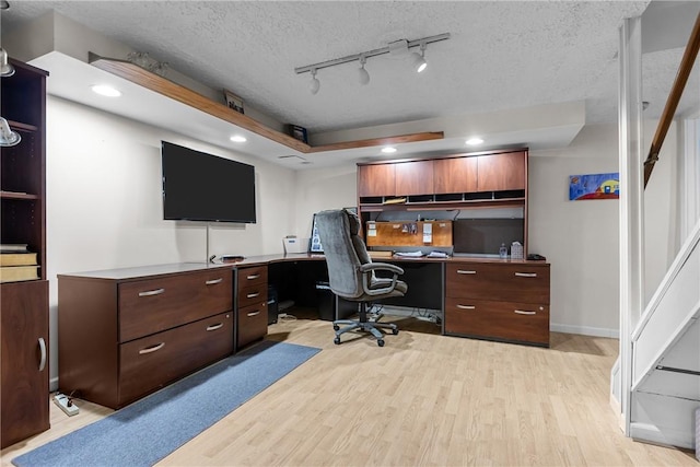 859 Boulder Dr, Bethel Park, PA 15102 - office space with light wood-type flooring, a textured ceiling, track lighting, and recessed lighting