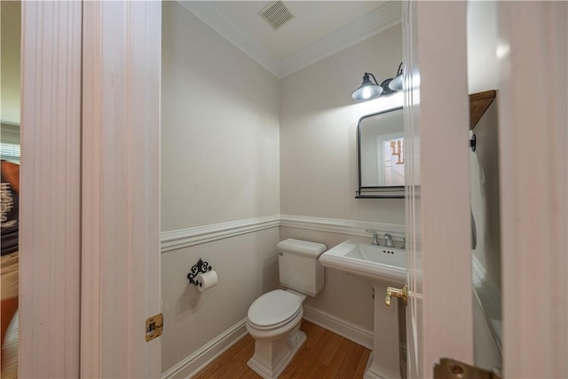 503 Sharon Rd, Moon/Crescent Twp, PA 15108 - half bathroom with wood finished floors and ornamental molding