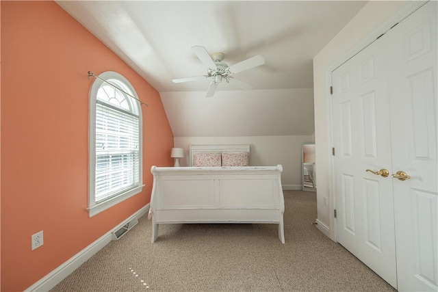 503 Sharon Rd, Moon/Crescent Twp, PA 15108 - bedroom featuring lofted ceiling, light carpet, and a ceiling fan