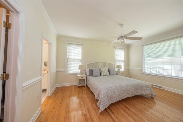 503 Sharon Rd, Moon/Crescent Twp, PA 15108 - bedroom with crown molding, light wood-type flooring, and ceiling fan