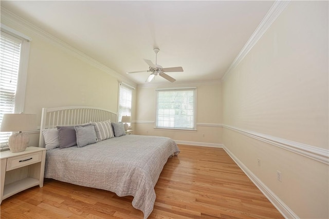 503 Sharon Rd, Moon/Crescent Twp, PA 15108 - bedroom with light wood-style floors, crown molding, and ceiling fan