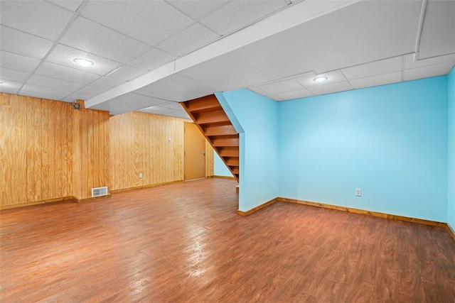 541 Duff Rd, Ohio Twp, PA 15143 - finished below grade area with a drop ceiling, wood finished floors, stairs, and wood walls