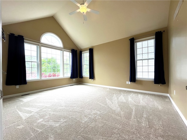 261 Patriot Ln, Economy, PA 15042 - carpeted spare room with a ceiling fan and lofted ceiling