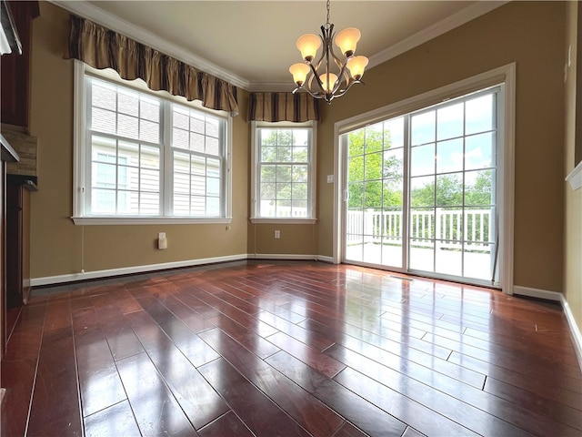 261 Patriot Ln, Economy, PA 15042 - empty room featuring a chandelier, hardwood / wood-style floors, and crown molding
