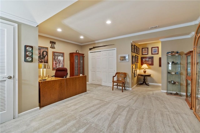 261 Patriot Ln, Economy, PA 15042 - office featuring recessed lighting, crown molding, and carpet floors