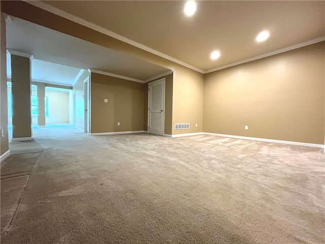 261 Patriot Ln, Economy, PA 15042 - spare room featuring ornamental molding, carpet flooring, and recessed lighting