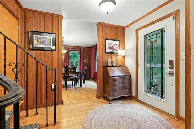 8017 Edwood Rd, Mccandless, PA 15237 - foyer entrance with light wood finished floors and wood walls