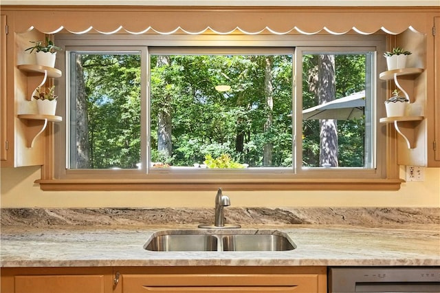 8017 Edwood Rd, Mccandless, PA 15237 - kitchen view of stainless steel dishwasher and open shelves
