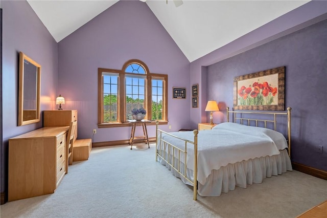 532 Salem Heights Dr, Pine Twp Nal, PA 15044 - bedroom featuring high vaulted ceiling and light colored carpet