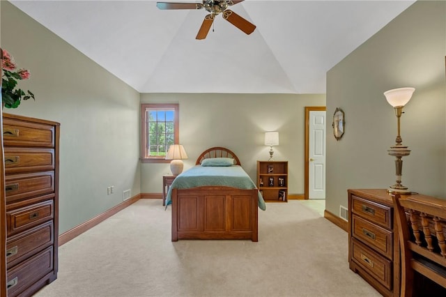 532 Salem Heights Dr, Pine Twp Nal, PA 15044 - bedroom with light carpet, lofted ceiling, and ceiling fan