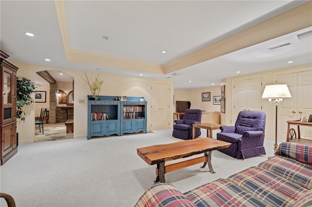 532 Salem Heights Dr, Pine Twp Nal, PA 15044 - carpeted living area featuring arched walkways and recessed lighting