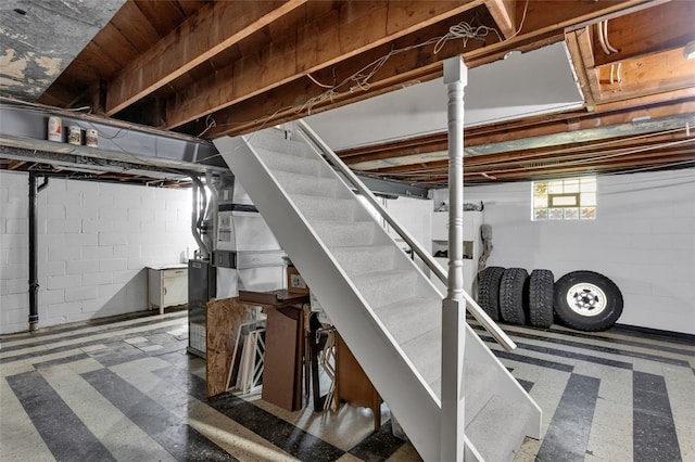 2860 Beaver Rd, Pa, PA 15003 - below grade area with tile patterned floors and stairway