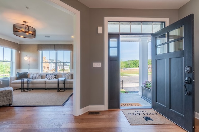 421 Johnston Rd, Saint Clair, PA 15241 - foyer entrance with wood finished floors and baseboards