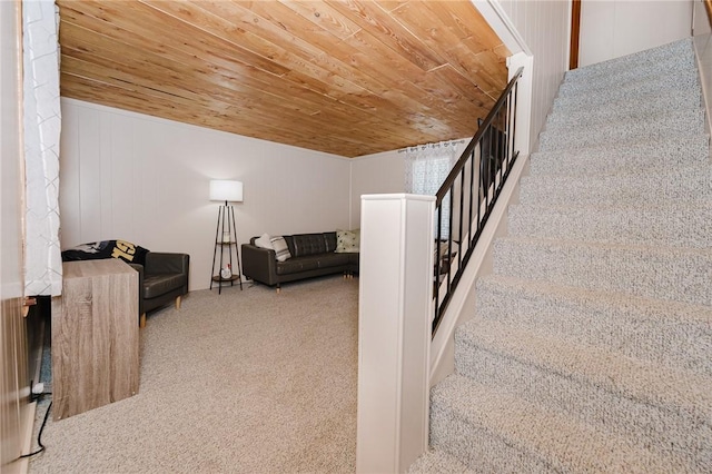68 Riverside Ave, Center Twp/Homer Cty, PA 15748 - staircase with wood ceiling and carpet