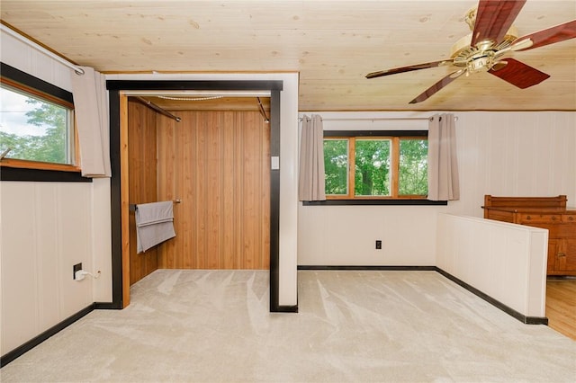 68 Riverside Ave, Center Twp/Homer Cty, PA 15748 - carpeted empty room with wooden ceiling, a ceiling fan, and wood walls