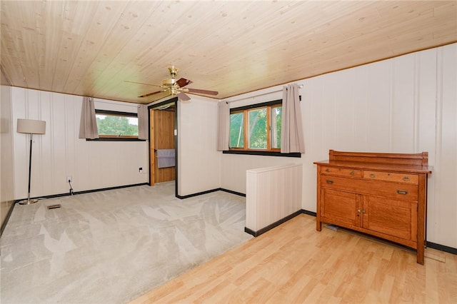 68 Riverside Ave, Center Twp/Homer Cty, PA 15748 - empty room featuring plenty of natural light, wood ceiling, a ceiling fan, and light wood finished floors