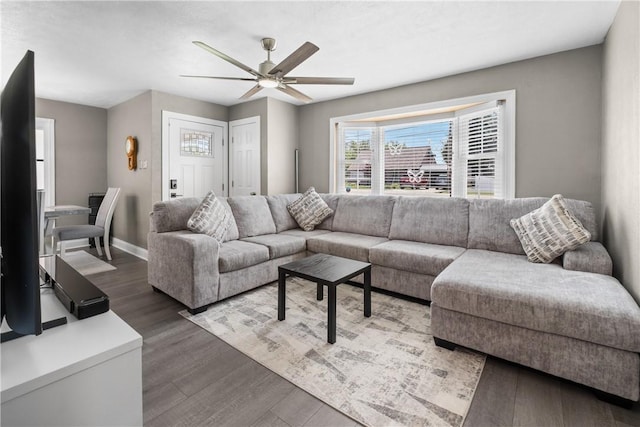 1434 Washington Blvd, Port Vue, PA 15133 - living area with ceiling fan and wood finished floors