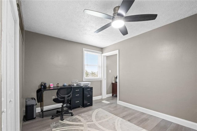1434 Washington Blvd, Port Vue, PA 15133 - home office with ceiling fan, light wood-style flooring, and a textured ceiling