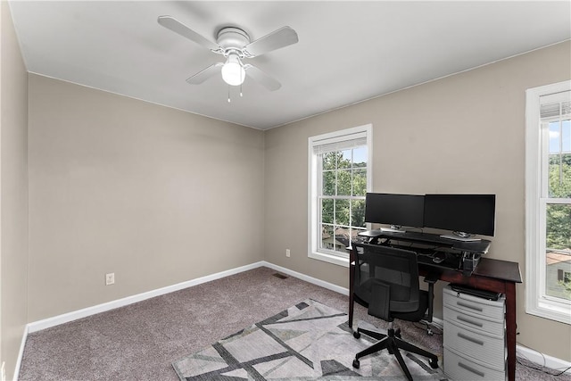 3013 Chessman St, Hampton, PA 15101 - home office with carpet floors and a ceiling fan
