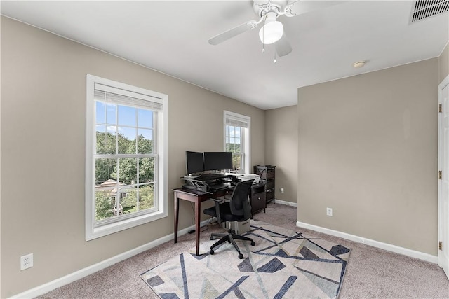 3013 Chessman St, Hampton, PA 15101 - carpeted office space featuring baseboards and a ceiling fan