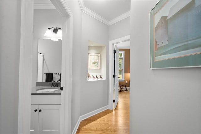 517 Altmyer Fields Ln, Marshall, PA 15090 - corridor with ornamental molding and light wood-style flooring