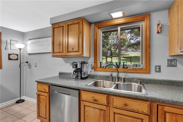 391 Wendel Rd, Pa, PA 15642 - kitchen with dishwasher, light tile patterned floors, brown cabinets, and dark countertops